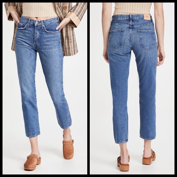 💕EDWIN💕 Cai High Waist Straight Leg Jeans Lumineer 100% Cotton Rigid 32 NWT - Picture 2 of 16